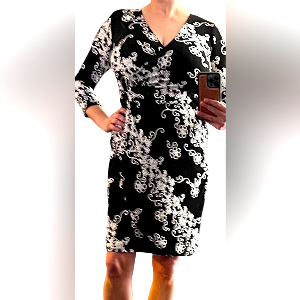GLAMOUR black and white floral midi NWT